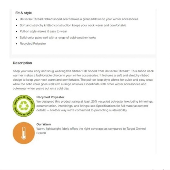 Universal Thread Red Ribbed Knitted Snood Scarf - OSFM - Picture 3 of 3